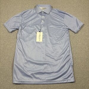 NWT Collars and Co Mens M Geometric Pattern Blue Dress Collar Polo Shirt $88
